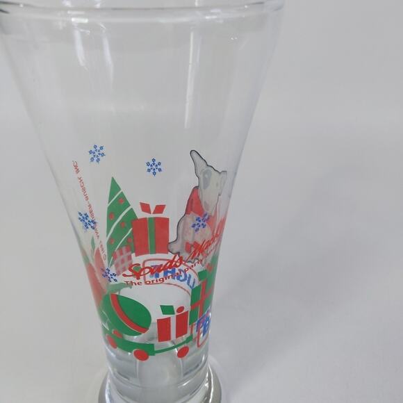 Vintage 1987 Bud Light Spuds MacKenzie CHRISTMAS UGLY SWEATER Pilsner Beer Glass - Picture 3 of 4